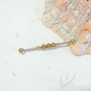 Wire Wrapped Beaded Industrial Barbell, Upper Ear Cartilage, Scaffold Piercing, Industrial Piercings, 14g Barbells
