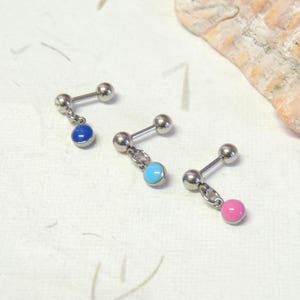 Surgical Steel Tragus Helix Cartilage Earring You Choose Color, Helix Earring, 16g Surgical Steel Barbell, Helix Barbell