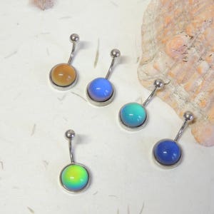 Color Changing Belly Ring, Mood Stone Color Changing Belly Ring, Non Dangle Belly Ring, Simple Belly Ring, Navel Piercings