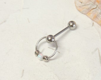 Opal VCH Vertical Clitoral Hood Piercing You Choose Opal Color and Style, 14G VCH Bar, Intimate Piercing Jewelry, Genital Piercing