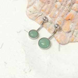 Green Aventurine Gemstone Belly Ring You Choose 8mm 10mm or 12mm Stone, Non Dangle Belly Ring, Simple Belly Ring, Navel Piercings