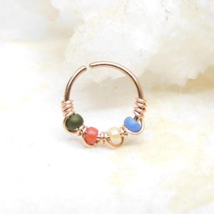Colorful Snug Fitting Nose Ring, 20g 8mm 10mm Nose Hoop, Tragus Cartilage Hoop Earring, Bohemian Nose Jewelry, Bendable Hoop
