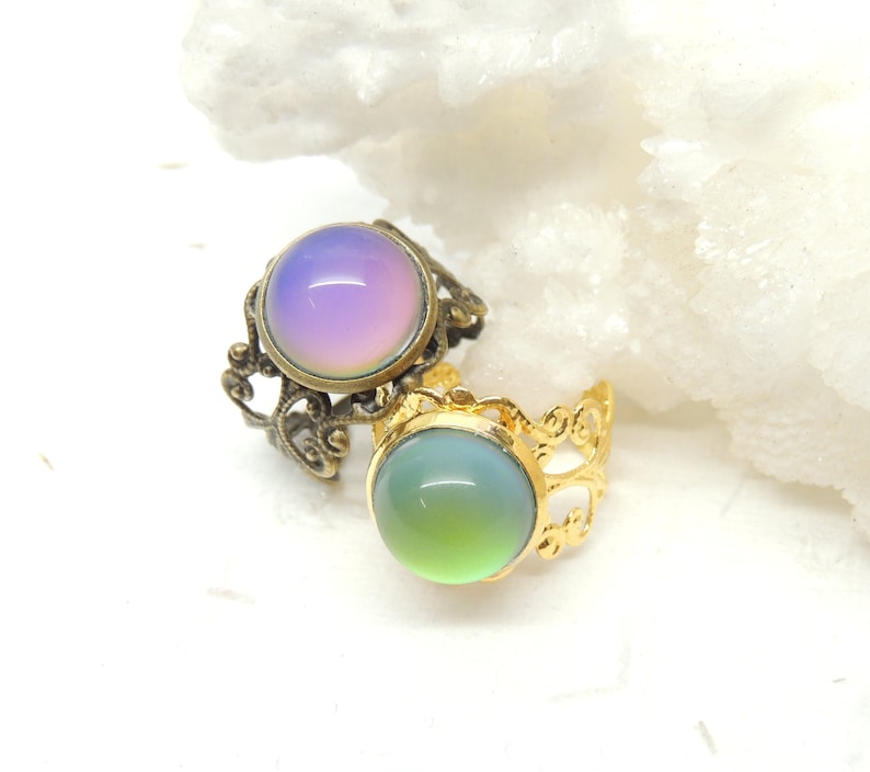 Color Changing Adjustable Moon Ring Statement Rings | Etsy