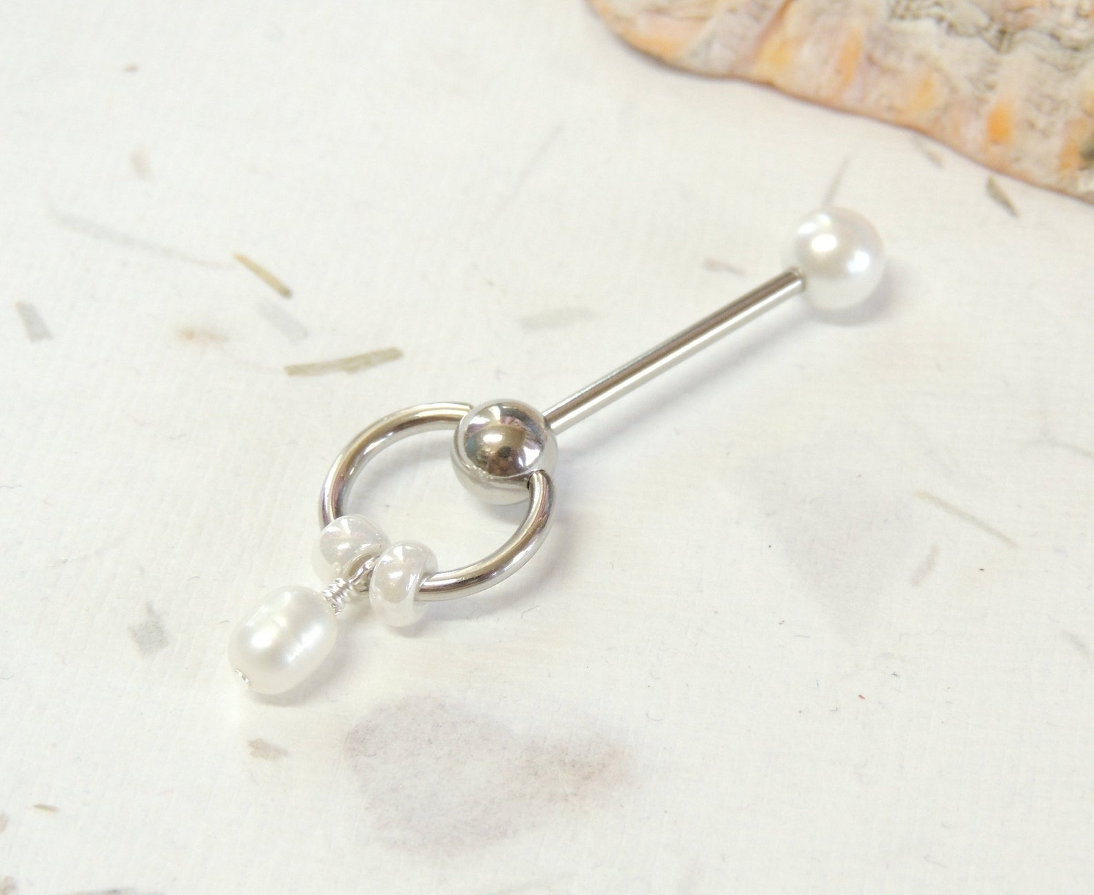White Pearl VCH Vertical Clitoral Hood Piercing You Choose Etsy