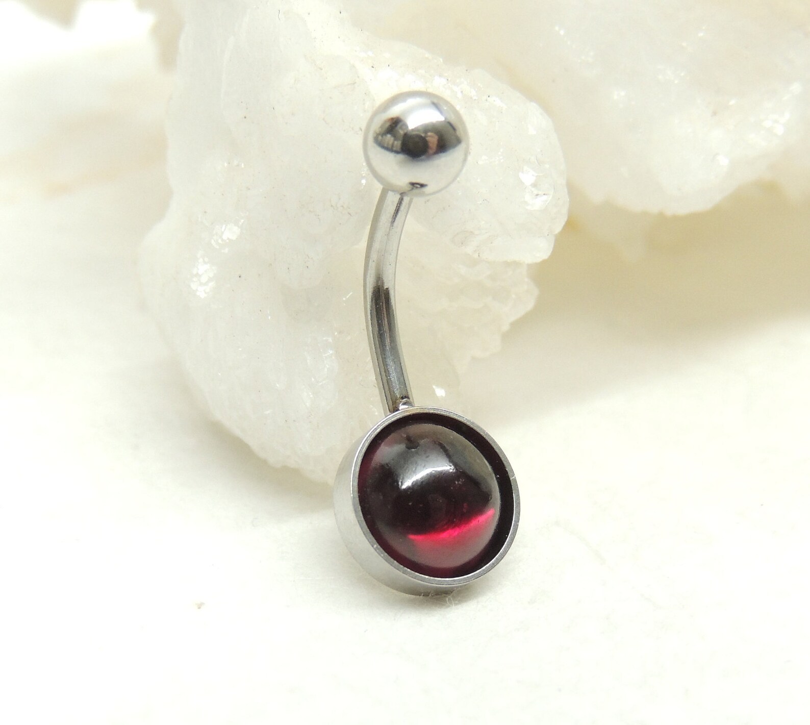 Natural Belly Ring with 8mm Stone Gemstone Belly Ring Etsy