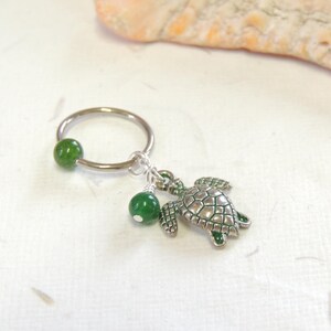 Turtle Cartilage Hoop Earring You Choose Gemstone, CBR Captive Bead Ring, Helix Earring, Turtle Cartilage Hoop