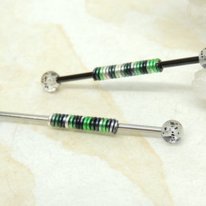 Wire Wrapped Industrial Bar You Choose Color and Bar Length, 14g Industrial Barbell, Black Titanium Anodized Industrial Bar