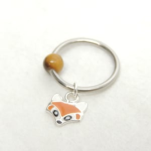 Fox Cartilage Hoop Earring You Choose Gemstone, 14g 16g Surgical Steel Hoop, CBR Captive Bead Ring, Helix Earring