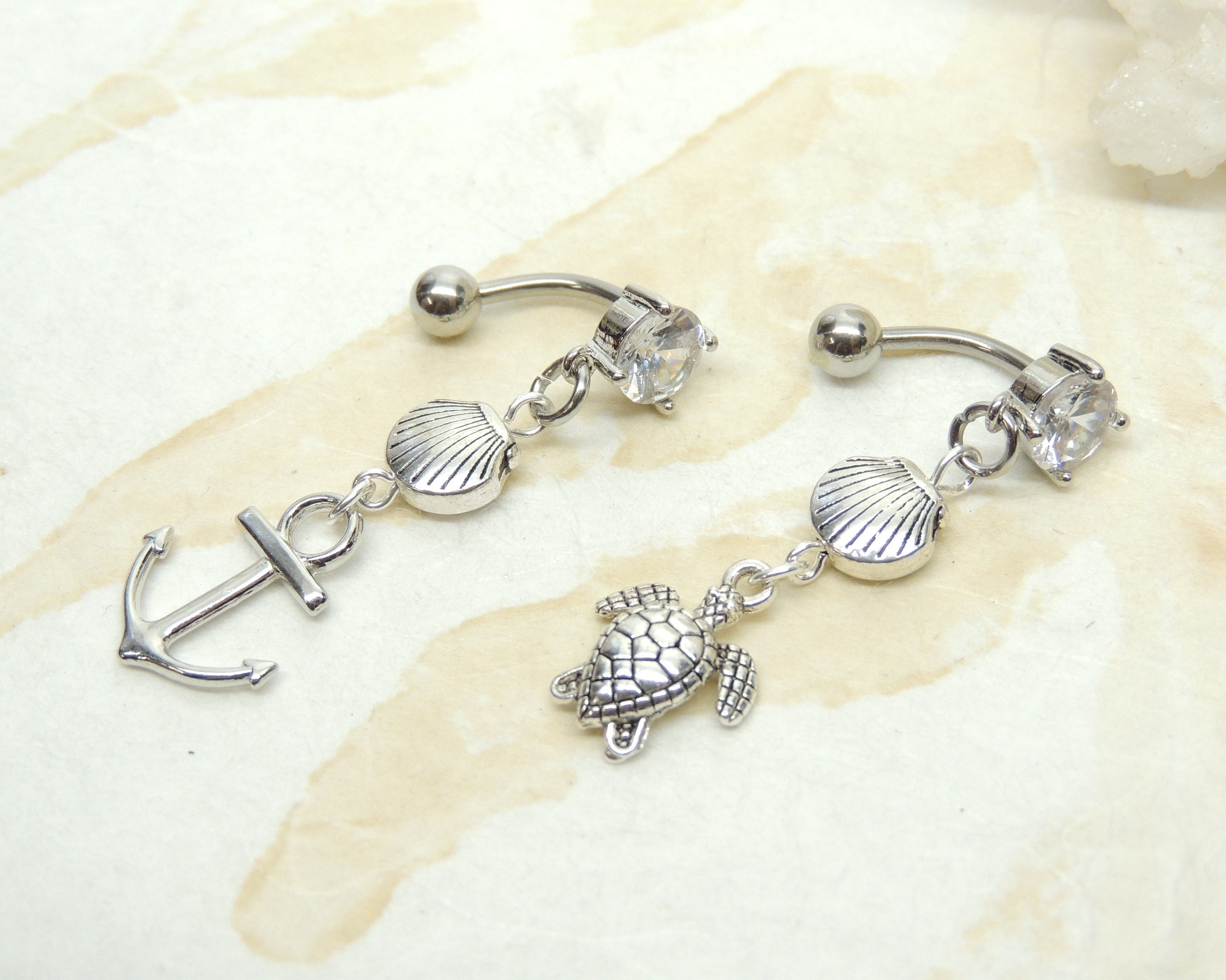 Reverse dangle on sale belly button rings