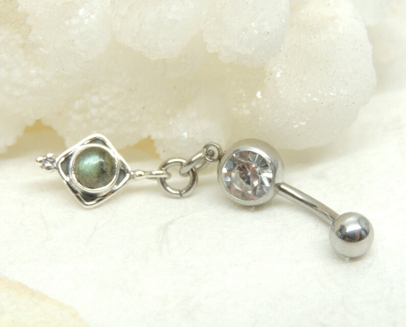 Labradorite Belly Ring Gemstone Belly Ring Body Jewelry 14g Etsy