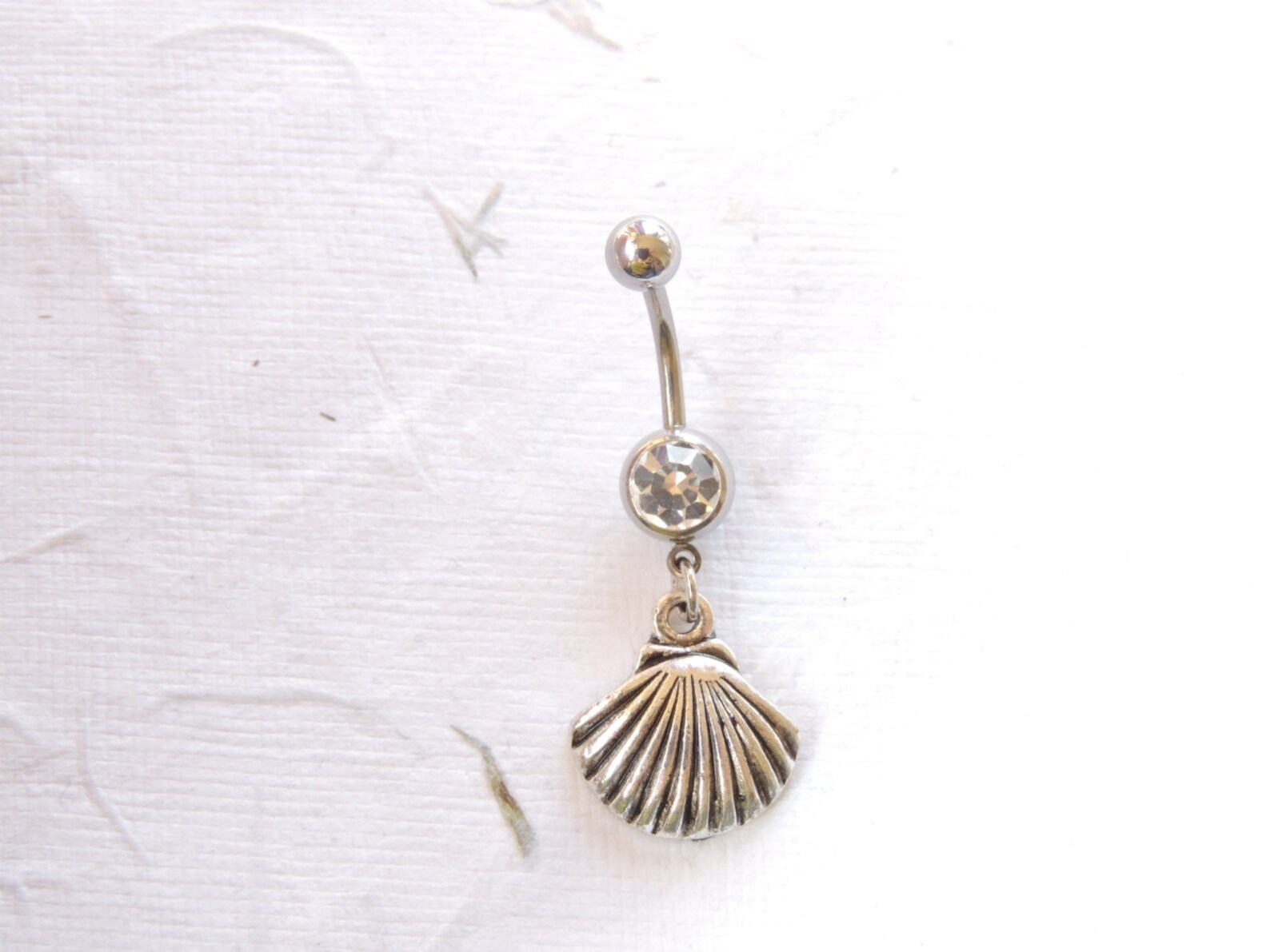 Seashell Belly Ring You Choose Finish, Belly Button Jewelry, Dangle ...