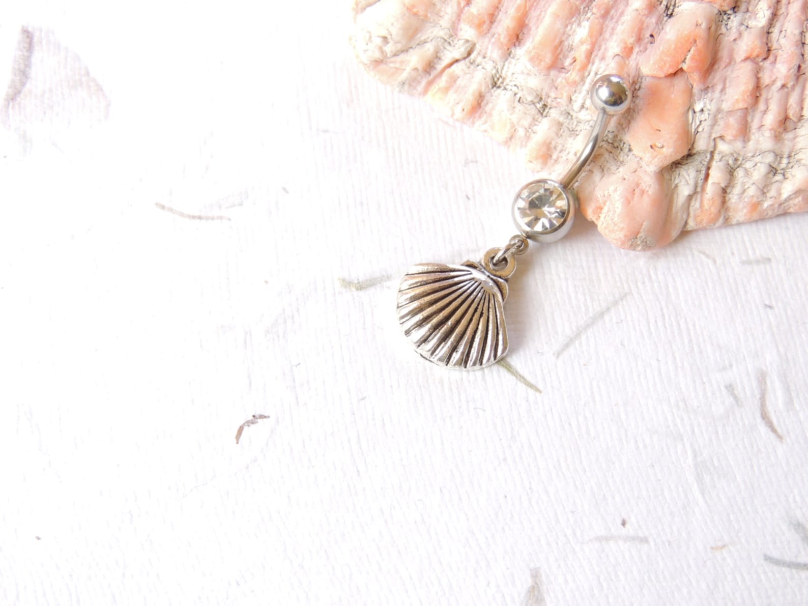Seashell Belly Ring You Choose Finish, Belly Button Jewelry, Dangle ...