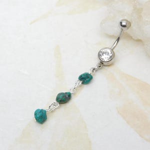 Turquoise Dangle Belly Ring, Belly Button Jewelry, Turquoise Jewelry, Long Dangle Belly Ring, Boho Tribal Belly Ring