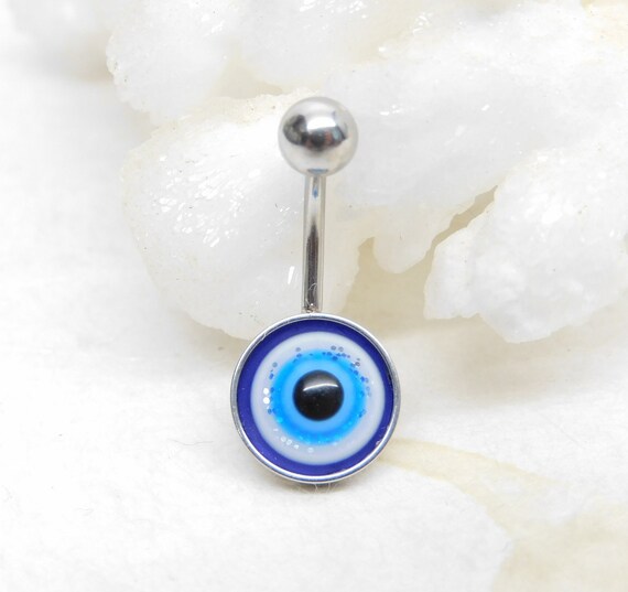 Surgical Steel CZ All Seeing Evil Eye Belly Button Navel Ring Surgical Steel CZ All Seeing Evil Eye Belly Button Navel Ring