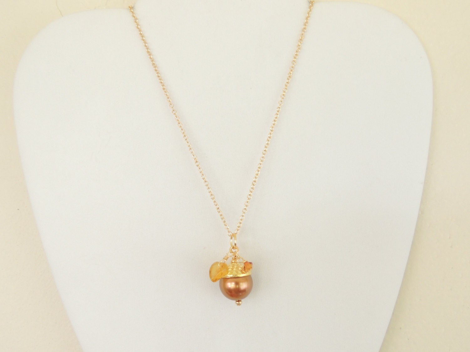 Fall Acorn Necklace Autumn Pearl Acorn Necklace Fall Wedding - Etsy