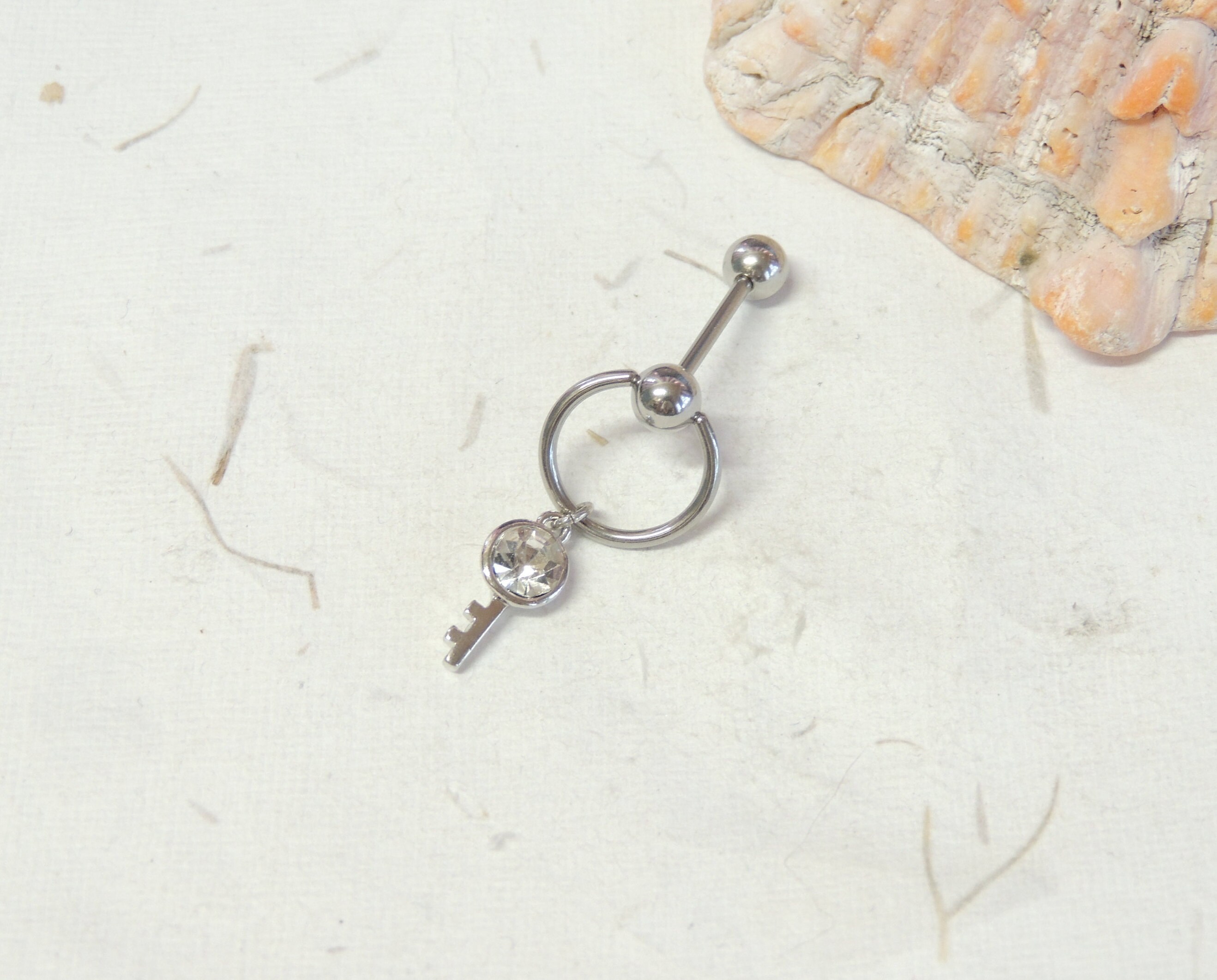 Vertical Hood Piercing with Key Charm VCH Vertical Clitoral Etsy