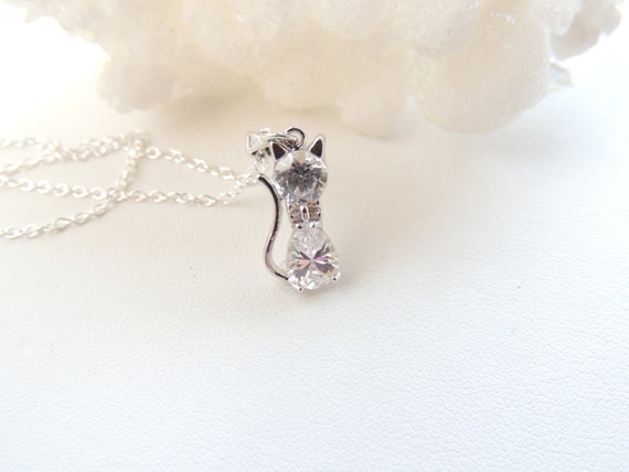 Girls Silver Kitty Cat Necklace, Daughter Gift Idea, Kitty Pendant, Kitty Cat Necklace, Cat Lovers, Animal Necklace