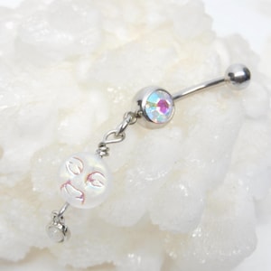 Moon Dangle Belly Ring You Choose Barbell Color, Belly Button Jewelry, Celestial Jewelry, 14g Belly Ring