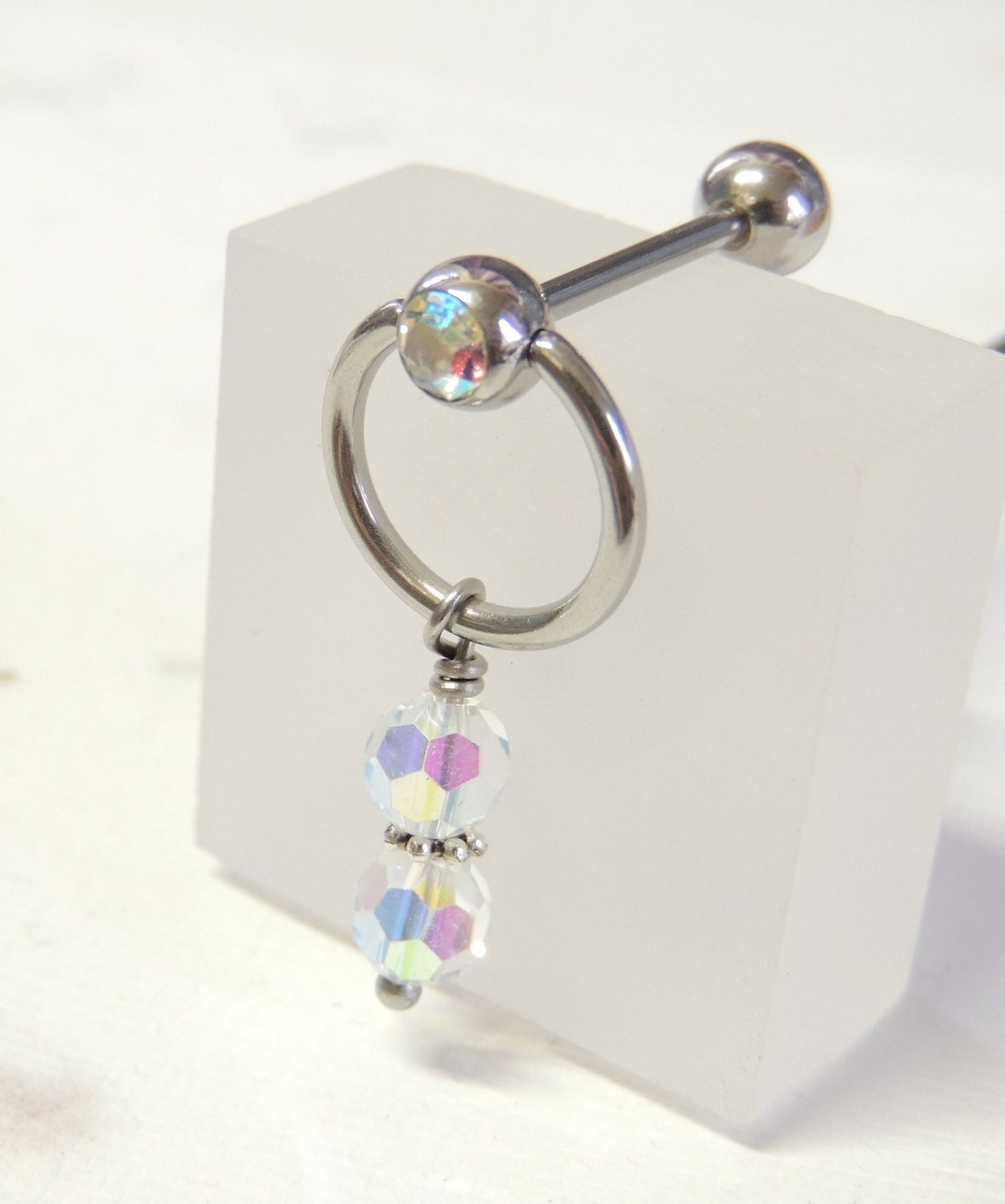 Aurora Sparkle VCH Vertical Clitoral Hood Piercing 14G Straight or