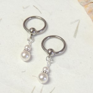Pearl Nipple Rings You Choose Color, CBR Captive Nipple Rings, 14g 16g Nipple Rings, Nipple Rings, Nipple Jewelry