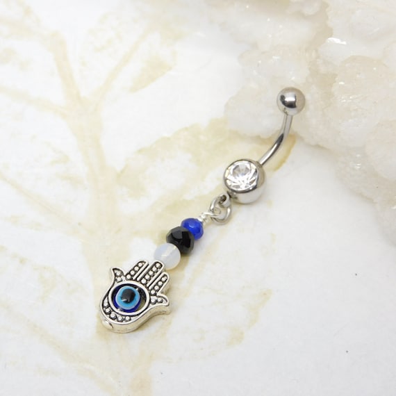 Surgical Steel CZ All Seeing Evil Eye Belly Button Navel Ring Surgical Steel CZ All Seeing Evil Eye Belly Button Navel Ring