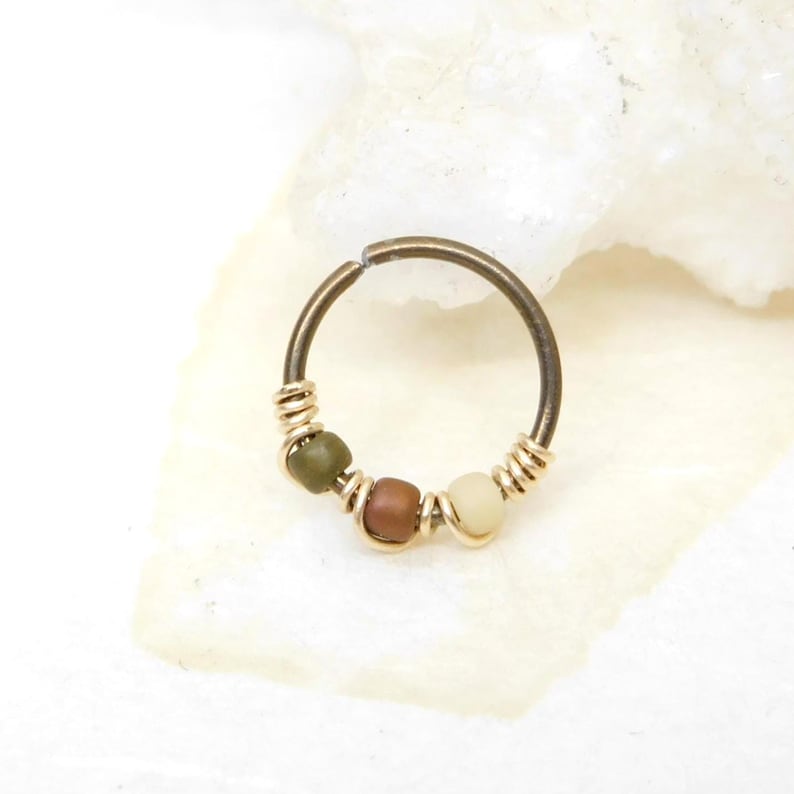 Neutrals Snug Fitting Nose Hoop Ring, Hypoallergenic Niobium Hoop, 20g ...