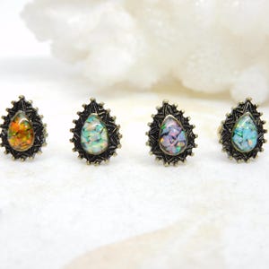 16g Boho Tribal Cartilage Earring Barbell with Opal Center You Choose Opal Color, Body Jewelry, Opal Body Jewelry, Boho Tribal Jewelry