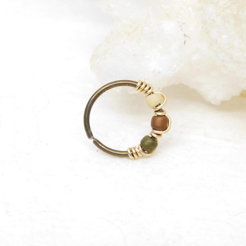 Neutrals Snug Fitting Nose Hoop Ring, Hypoallergenic Niobium Hoop, 20g ...