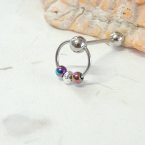Rainbow Hematite VCH Vertical Clitoral Hood Piercing You Choose Style, 14G VCH Bar, Intimate Piercing Jewelry, Genital Piercing