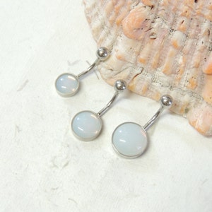 Opalite Belly Button Ring You Choose 8mm 10mm or 12mm, Sea Glass Belly Ring, Navel Rings, Non Dangle Simple Belly Ring, Body Jewelry