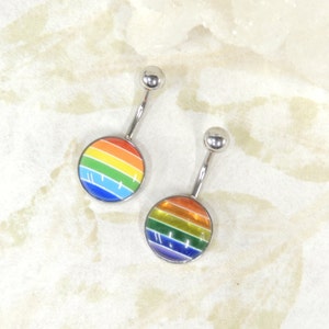 Rainbow Belly Navel Ring, Gay Pride LGBTQ Lesbian Gay Bisexual Transgender Queer Body Piercing Jewelry, 14g Surgical Steel