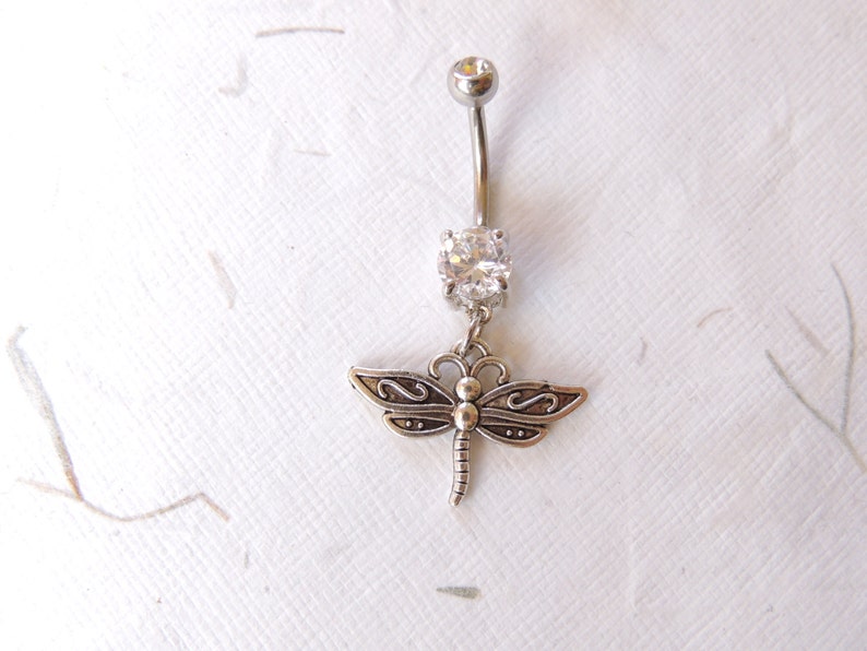 Dragonfly Belly Ring You Choose Barbell Color Belly Button Etsy