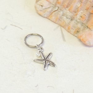 Starfish Pearl Cartilage Hoop Earring You Choose Charm Gauge and Diameter, 16g 18g or 20g Hoop, Daith Helix Orbital Hoop, Endless Hoops