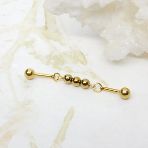 14g Golden Hematite Industrial Barbell, 14g Barbell, Scaffold Industrial Bar, Upper Ear Cartilage Piercing