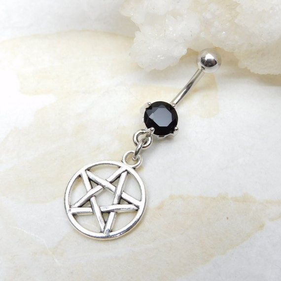 Pentagram Belly Ring You Choose Barbell Color Wiccan Belly Ring Body Jewelry Dangle Belly Ring Silver Belly Ring Etsy Canada