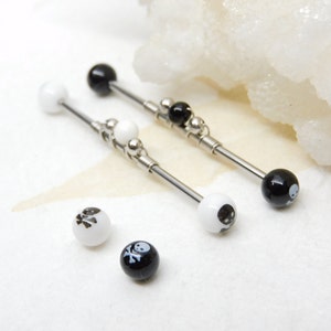 Skull Industrial Barbell, Wire Wrapped Industrial Bar, Scaffold Earring, Industrial Piercings, Body Jewelry