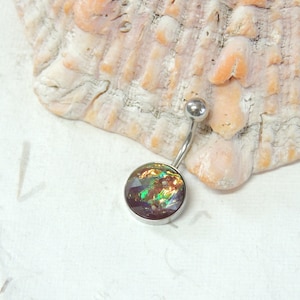 Colorful Opal Sparkle Belly Ring, Non Dangle Belly Ring, Opal Belly Ring, Simple Belly Ring, Navel Piercings