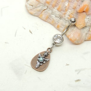 Arrowhead Belly Ring with Turquoise, Navel Rings, Turquoise Belly Ring, Boho Tribal Belly Ring, Navel Piercing