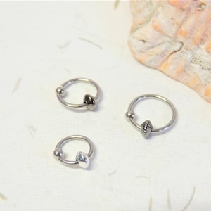 Cartilage Hoop Helix Hoop Tragus Piercing 16g 18g 20g, CBR Captive Bead Ring, Beaded Cartilage Hoop Earring, Helix Earring
