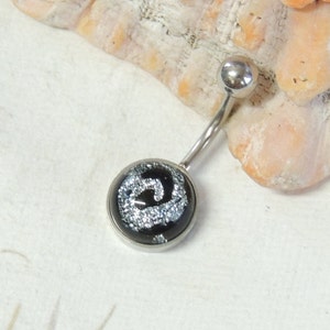 Galaxy Swirl Dichroic Glass Belly Ring 10mm Setting, Glass Belly Ring, Navel Rings, Non Dangle Simple Belly Ring, Body Jewelry