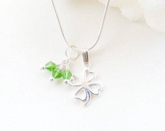 Collier en argent trèfle à quatre feuilles, collier pour la Saint-Patrick, trèfle, collier trèfle porte-bonheur, argent sterling, idée cadeau.