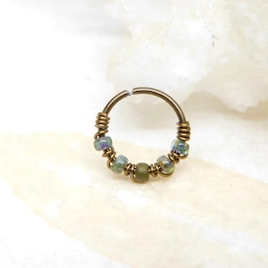 Picasso Bead Bronze Niobium Nose Hoop, 20g 8mm 10mm Nose Hoop, Tragus Hoop Earring, Hypoallergenic Hoop, Snug Fitting Nose Ring