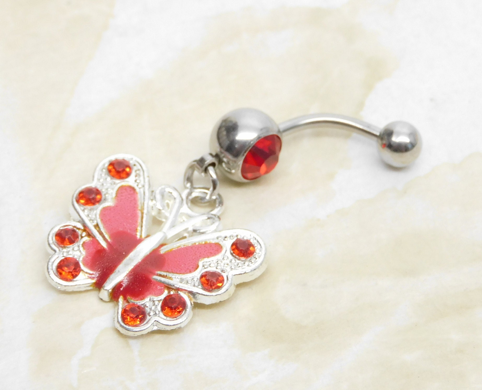 Butterfly Belly Ring Cute Belly Button Jewelry Belly Button Etsy