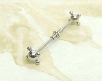 14g Surgical Steel Wire Wrapped Industrial Barbell, Scaffold Ear Earring, Industrial Piercings, Men's Body Jewelry
