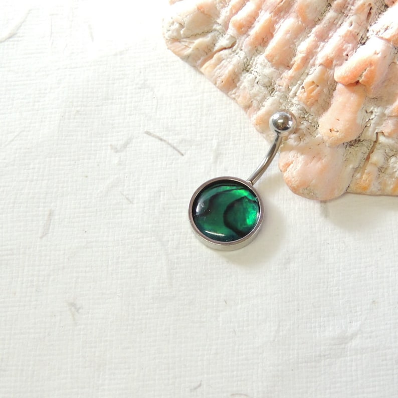 Non Dangle Belly Ring Navel Piercings Simple Belly Ring Shell Belly Ring Abalone Shell Belly Button Ring You Choose Color