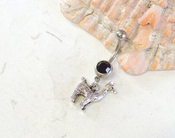 Llama Belly Ring You Choose Barbell Color, Animal Belly Ring, Llama Alpaca Jewelry, Farm Country Jewelry