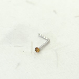 Citrine L-Bend Nose Ring Stud, Small Dainty Nose Studs, Surgical Steel Nose Ring, Helix Tragus Cartilage Stud, Nose Piercings