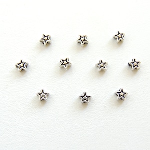 10 pc. Tiny Small Star Beads, Star Charm Beads and Supplies, Tibetan Silver Charms, Jewelry Making Supply Charms, Spacer Beads.