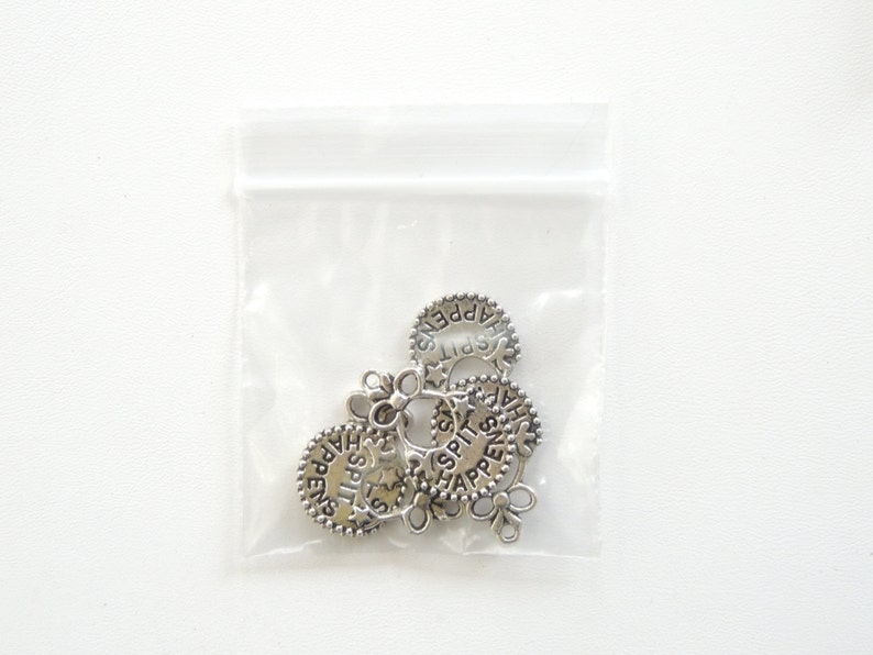 Tibetan Silver Charms Baby Bib Charms Baby Shower Decor Favors New Mom DIY Jewelry Making Supply. 5 Spit Happens Baby Bib Charms