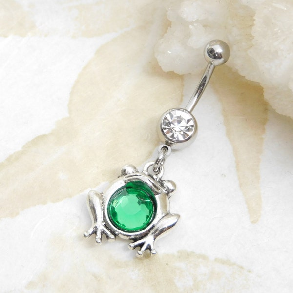 Frog Belly Ring, 14g Surgical Steel, Navel Rings, Frog Jewelry, Gift for Her